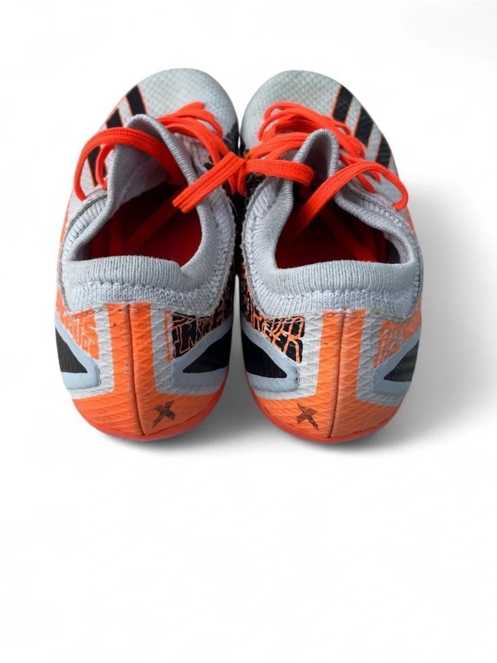 adidas Gray and Orange Soccer Cleats with Black Stripes